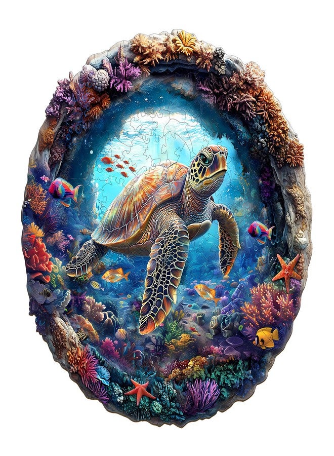 Purdicra Wooden Puzzles for Adults, 3D Vision Turtle Wooden Jigsaw Puzzles with Unique Shape, Adult Jigsaw Puzzle, Birthday Gifts for Adults, 11.4"x11.4"-200pcs - Image 1